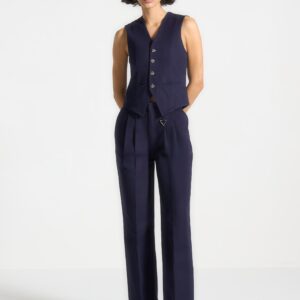 Gabardine Cinch Waistcoat - Indigo