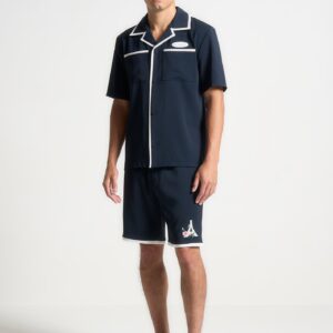 Velvet Eiffel Shorts  - Navy/White